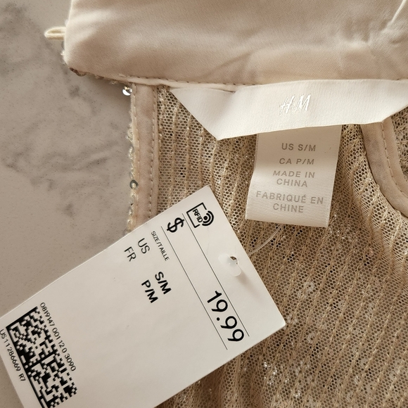 🆕️ H&M Metallic Gold Long Sleeves Small Top NWT - Picture 3 of 9
